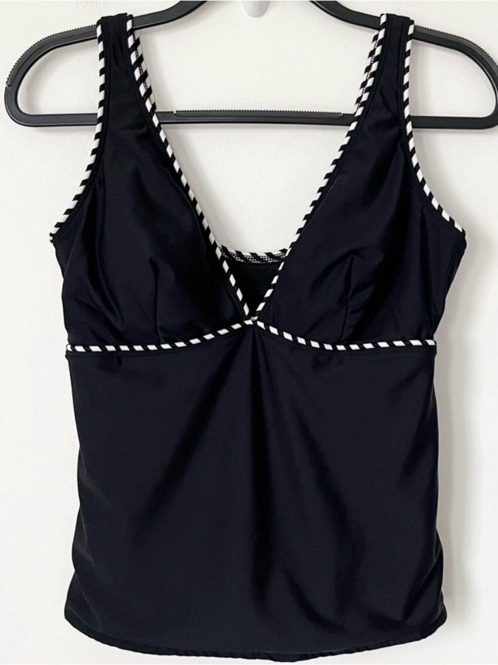 Miraclesuit Black Tankini Top with White Trim